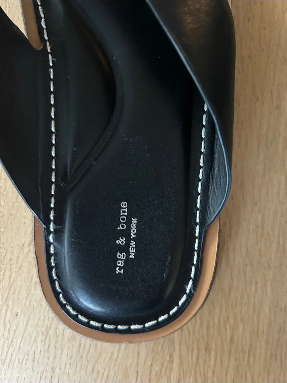 rag & bone Black Leather Parker thong sandal